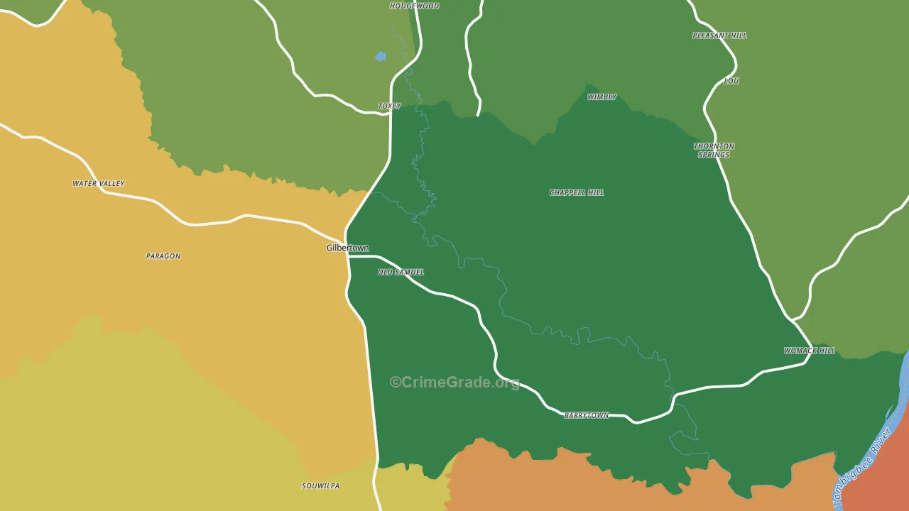Gilbertown, AL Map of Murder Rates