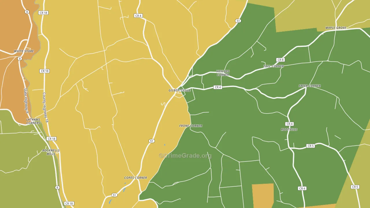 Gilbertsville, NY Map of Murder Rates