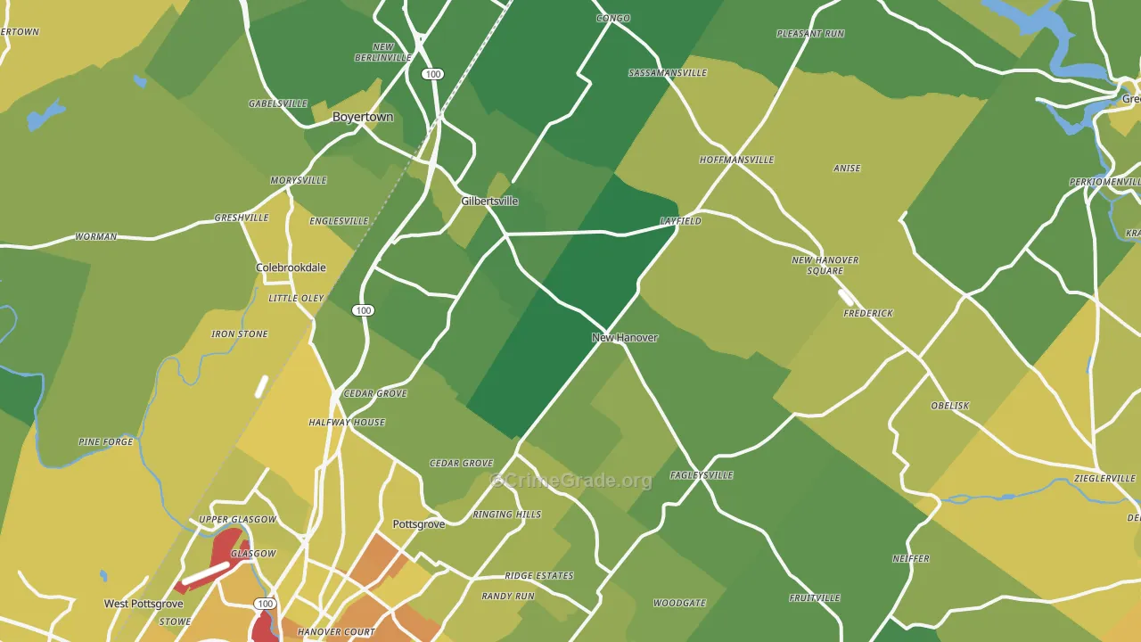 Gilbertsville, PA Map of Murder Rates