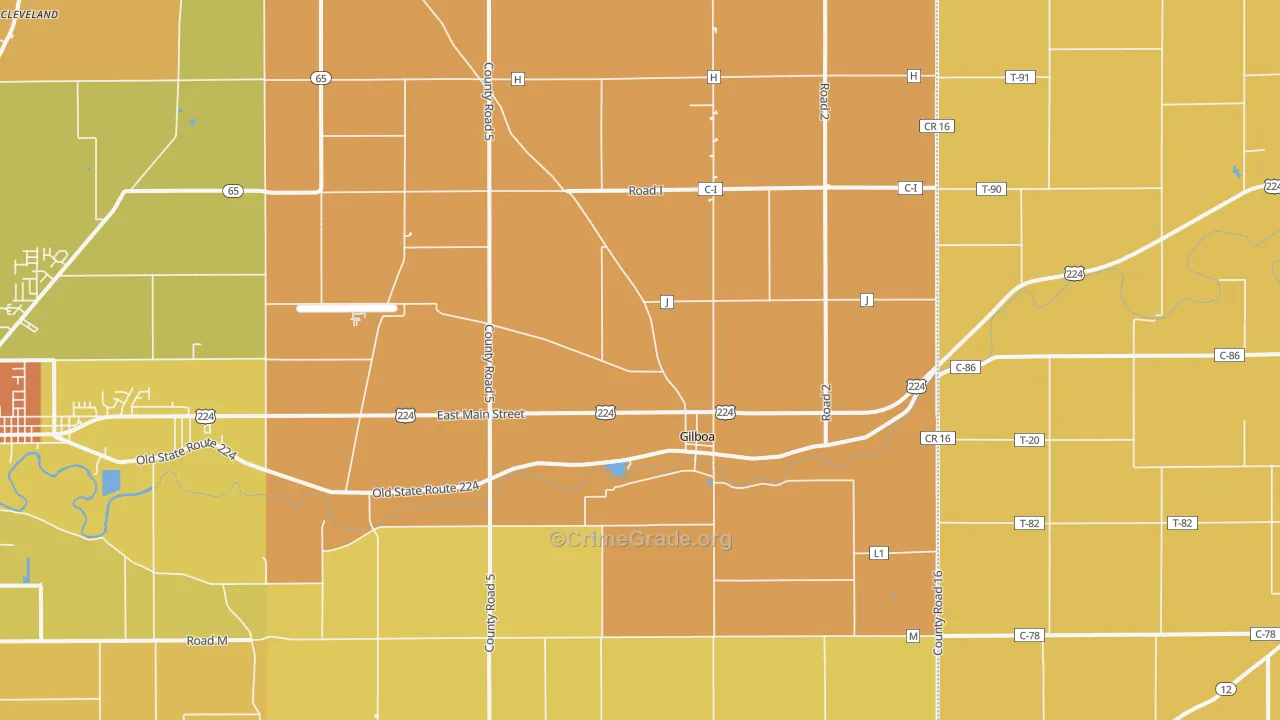 Gilboa, OH Map of Murder Rates