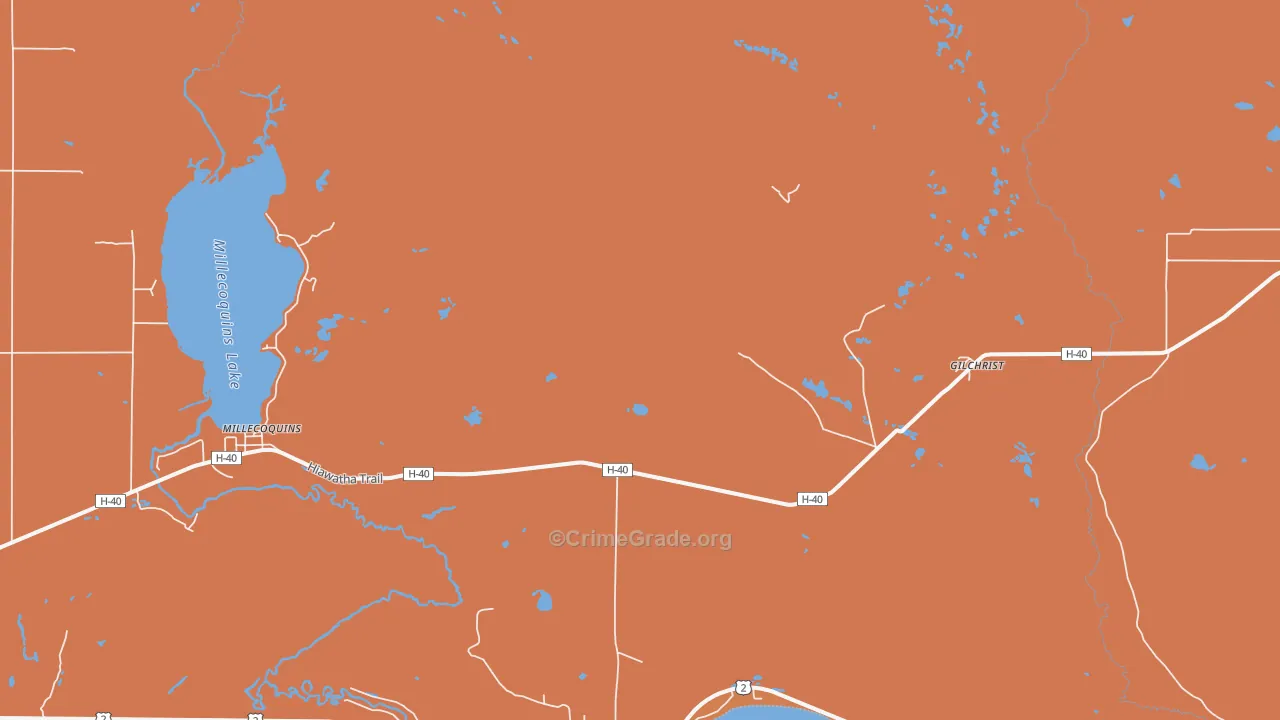 Gilchrist, MI Map of Murder Rates