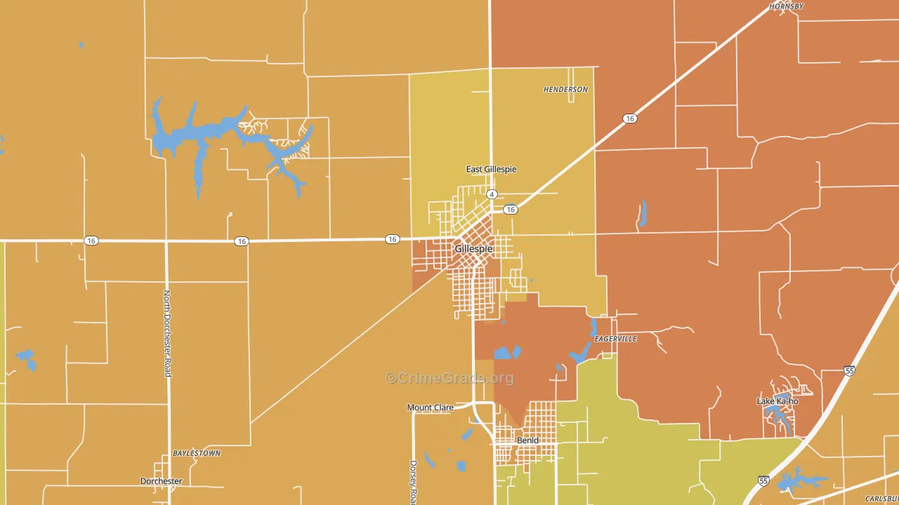 Gillespie, IL Map of Murder Rates