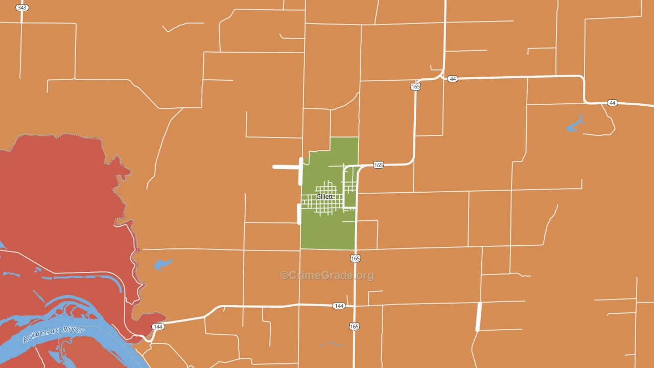 Gillett, AR Map of Murder Rates