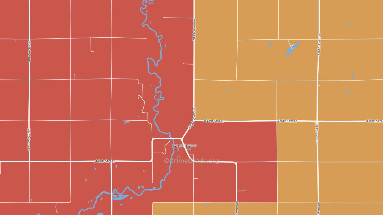 Gillett Grove, IA Map of Murder Rates
