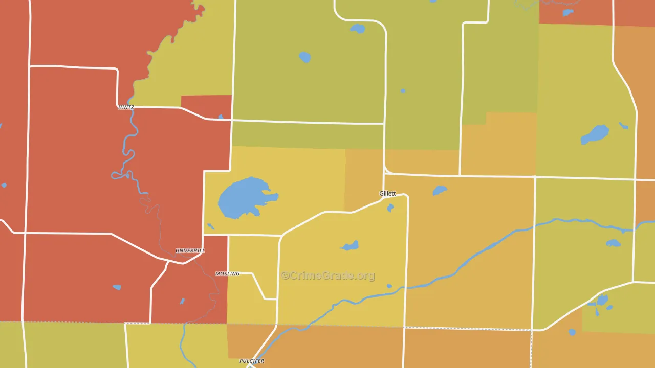 Gillett, WI Map of Murder Rates