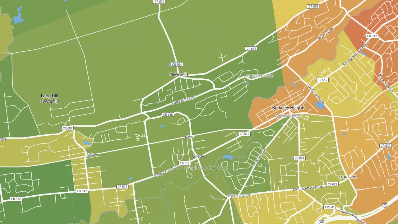 Gillette, NJ Map of Murder Rates