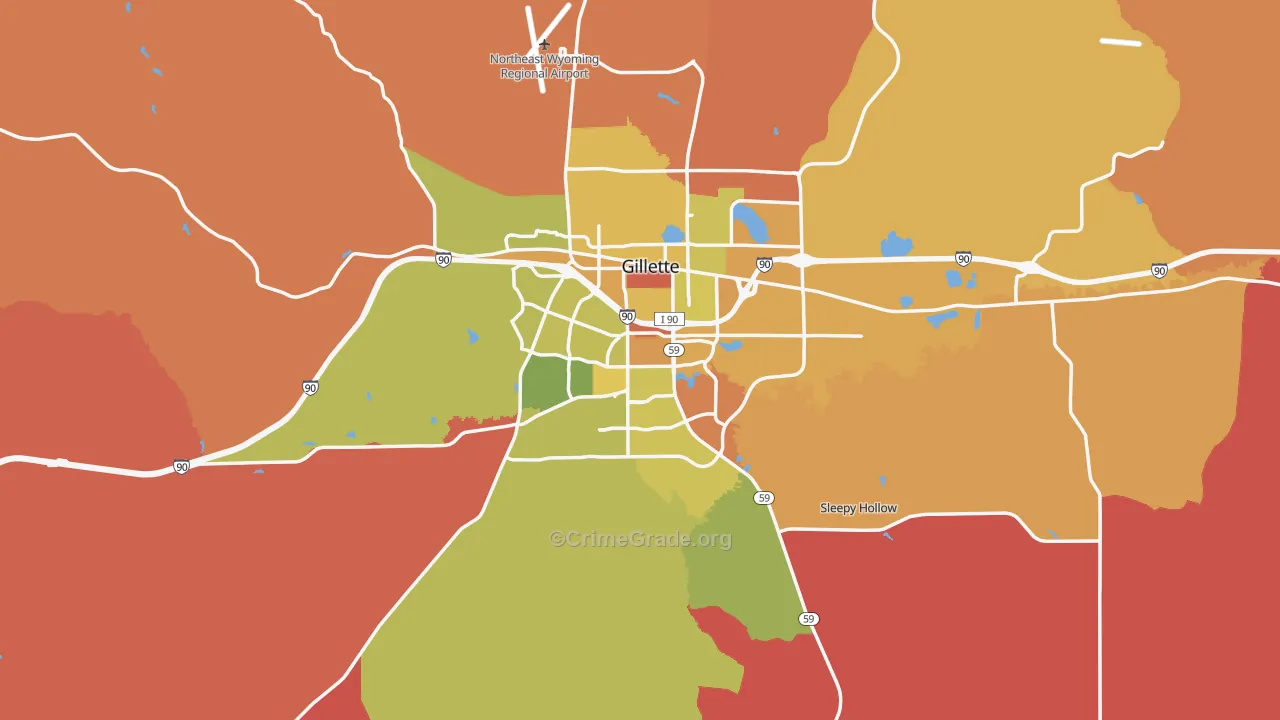 Gillette, WY Map of Murder Rates