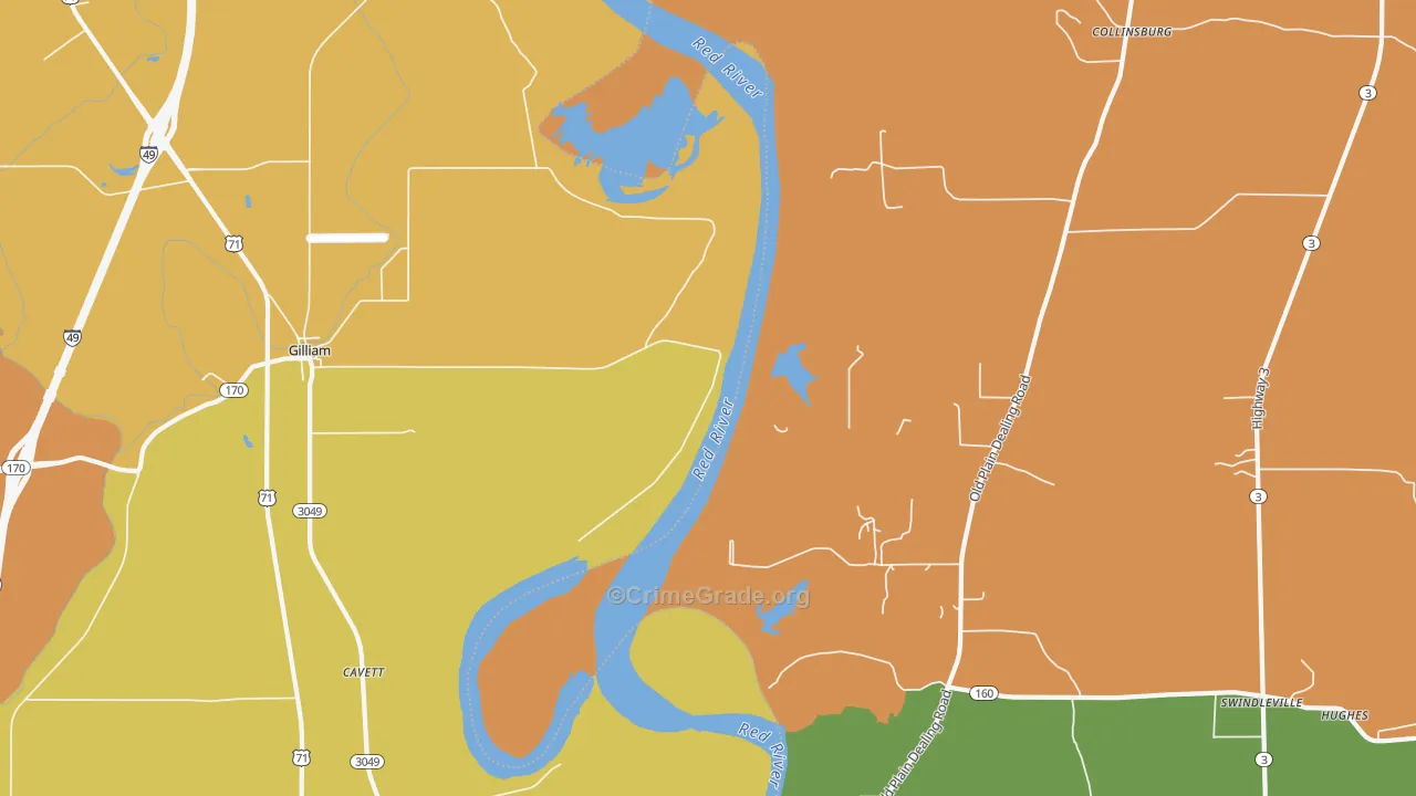 Gilliam, LA Map of Murder Rates