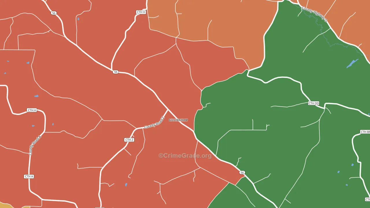Gillingham, WI Map of Murder Rates