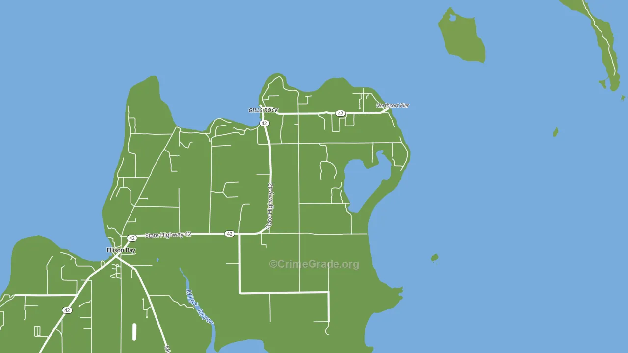 Gills Rock, WI Map of Murder Rates