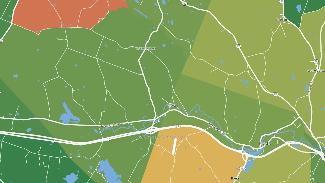 Gilman, CT Map of Murder Rates