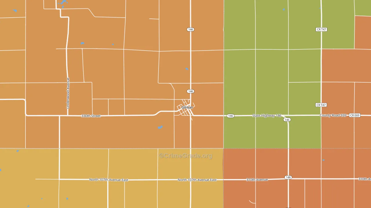 Gilman, IA Map of Murder Rates