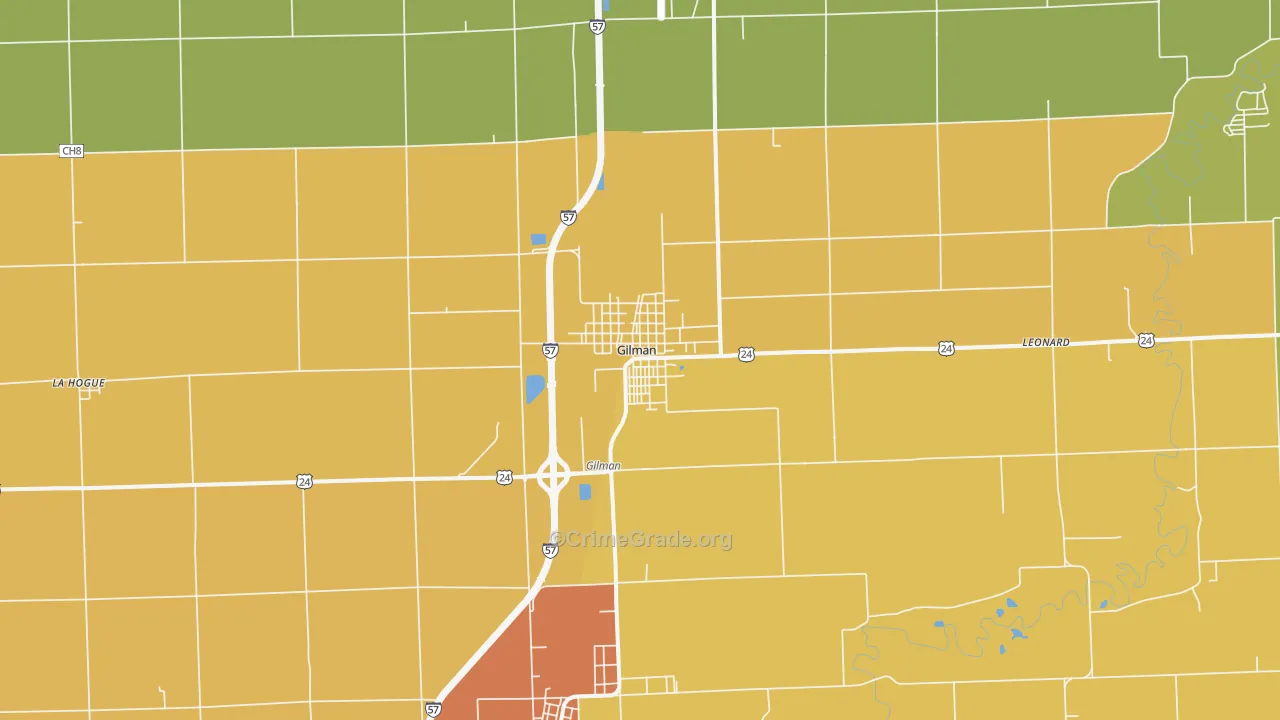 Gilman, IL Map of Murder Rates