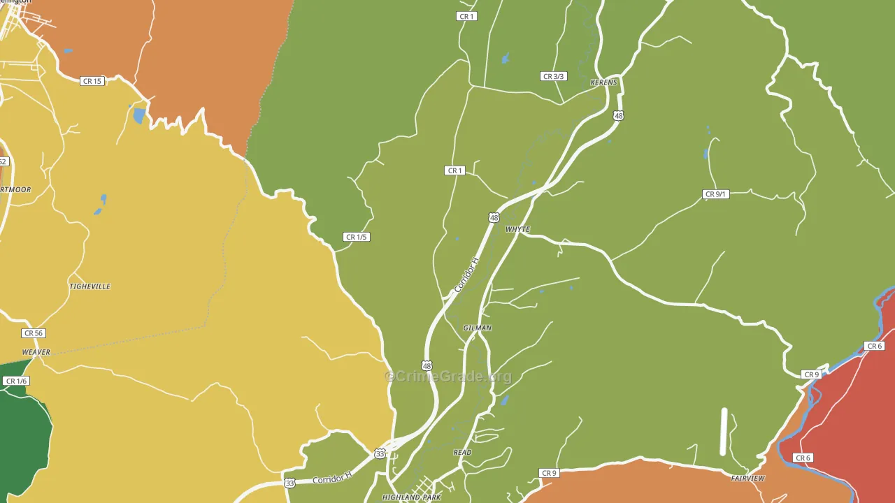 Gilman, WV Map of Murder Rates