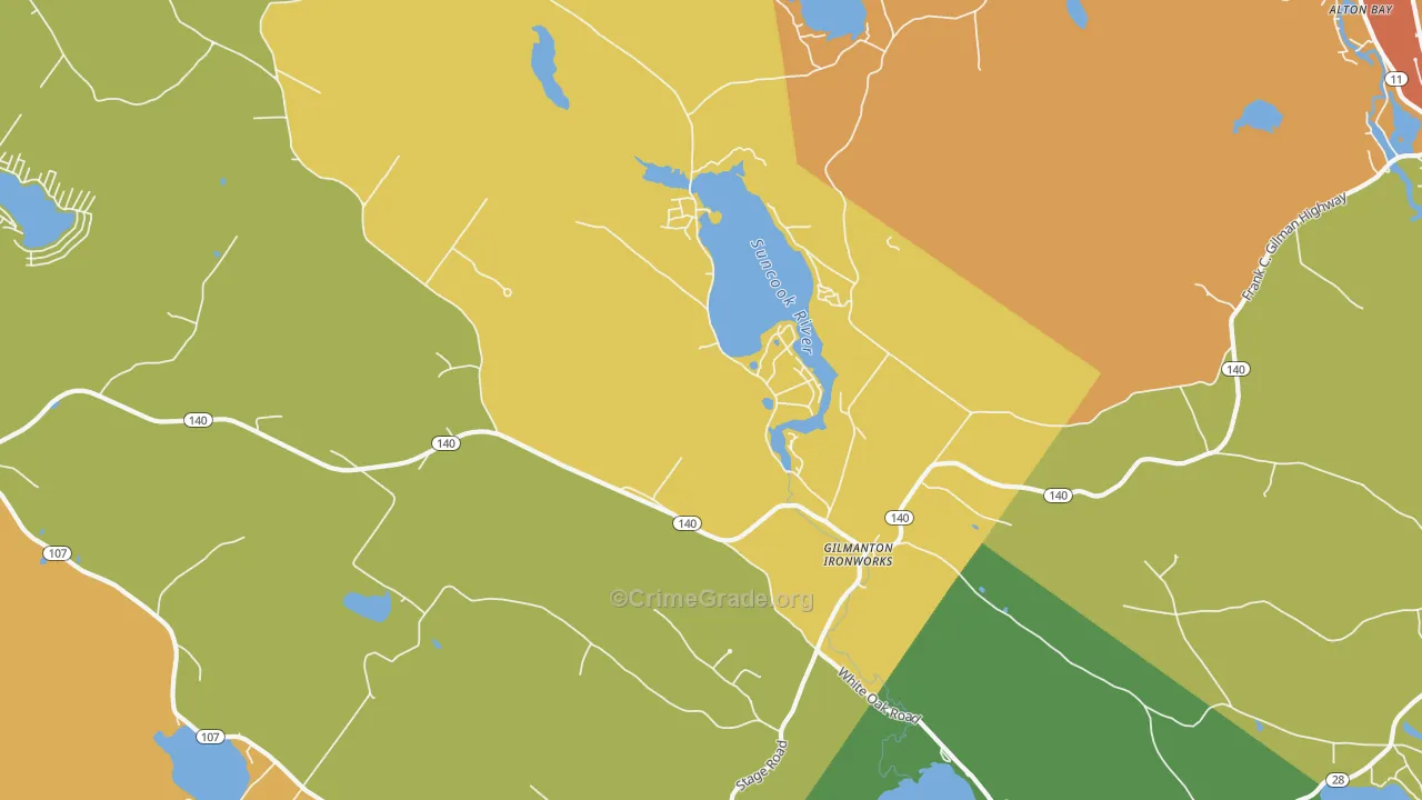Gilmanton Iron Works, NH Map of Murder Rates