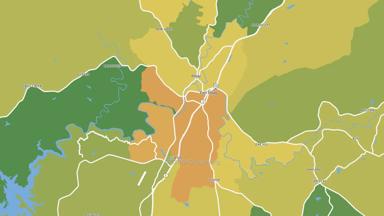 Gilmer County, GA Map of Murder Rates