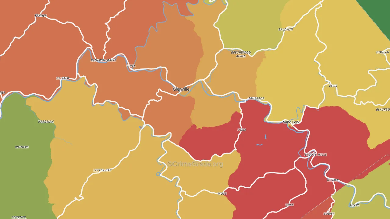 Gilmer County, WV Map of Murder Rates