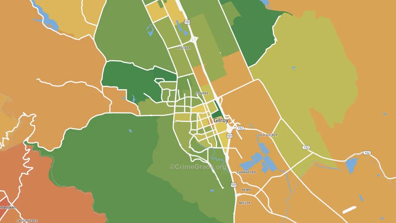 Gilroy, CA Map of Murder Rates