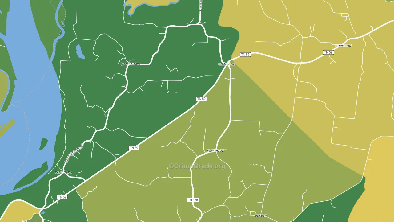 Gilt Edge, TN Map of Murder Rates