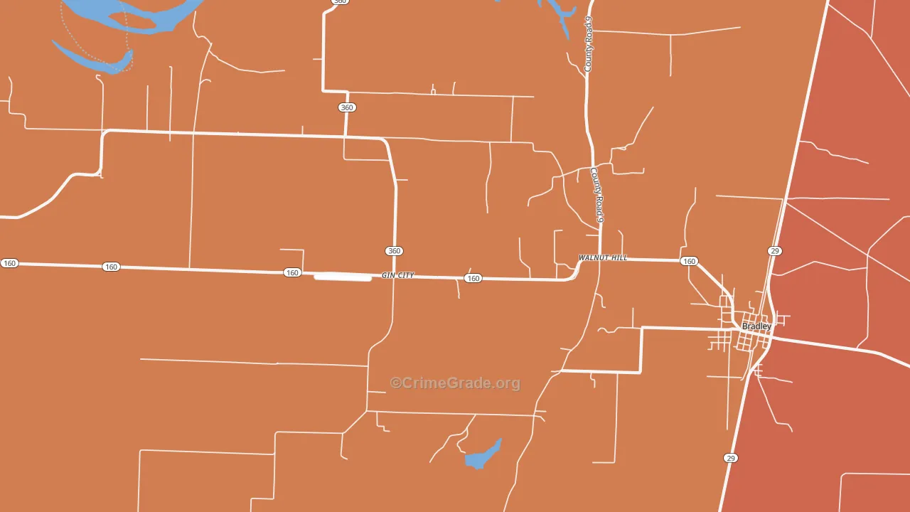 Gin City, AR Map of Murder Rates