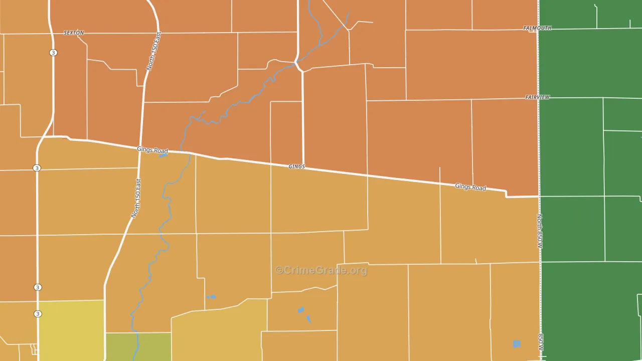 Gings, IN Map of Murder Rates