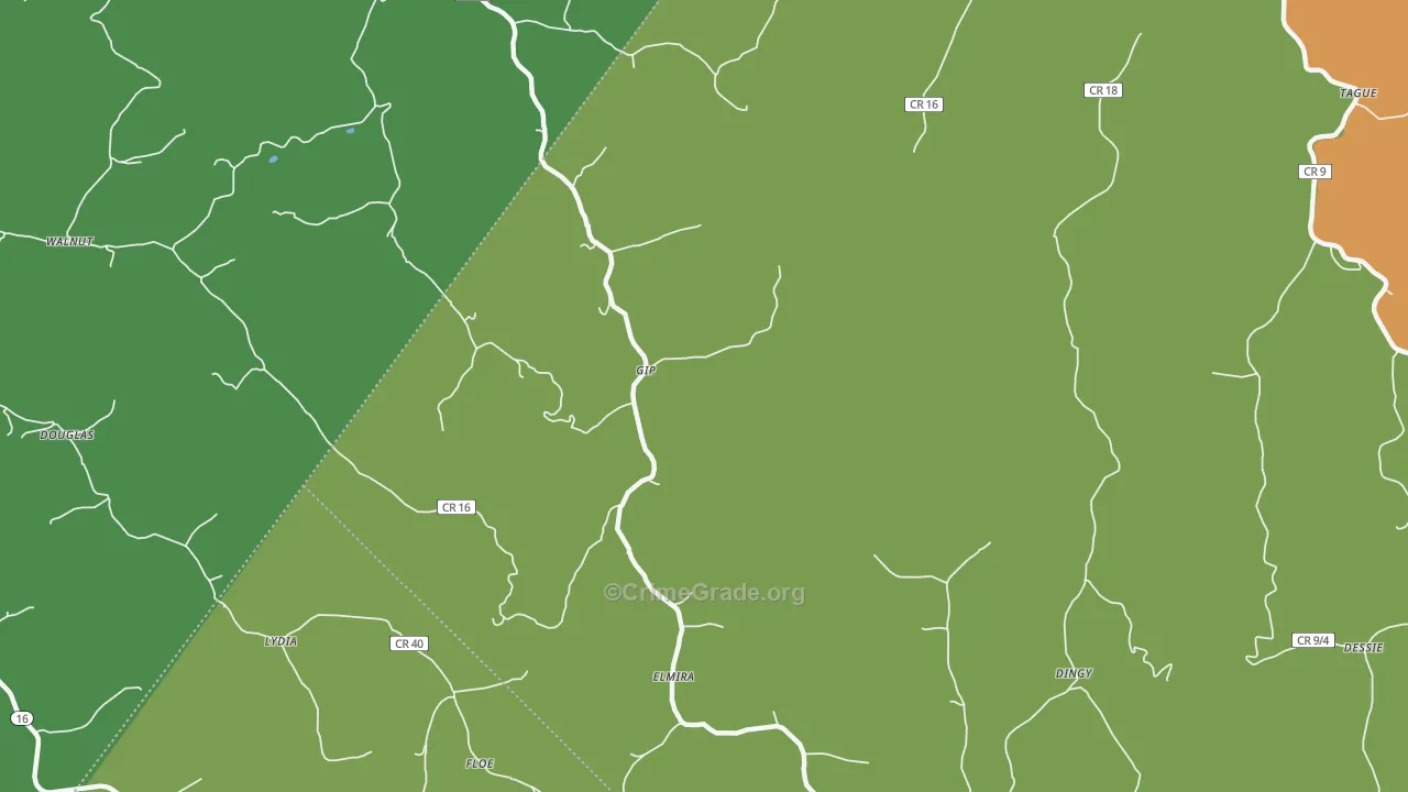 Gip, WV Map of Murder Rates