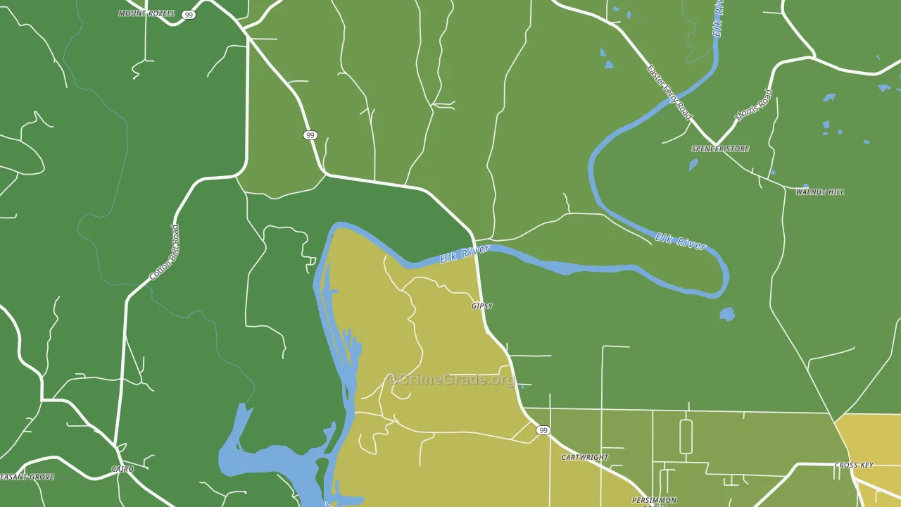 Gipsy, AL Map of Murder Rates