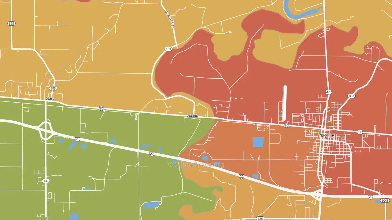 Girard, LA Map of Murder Rates