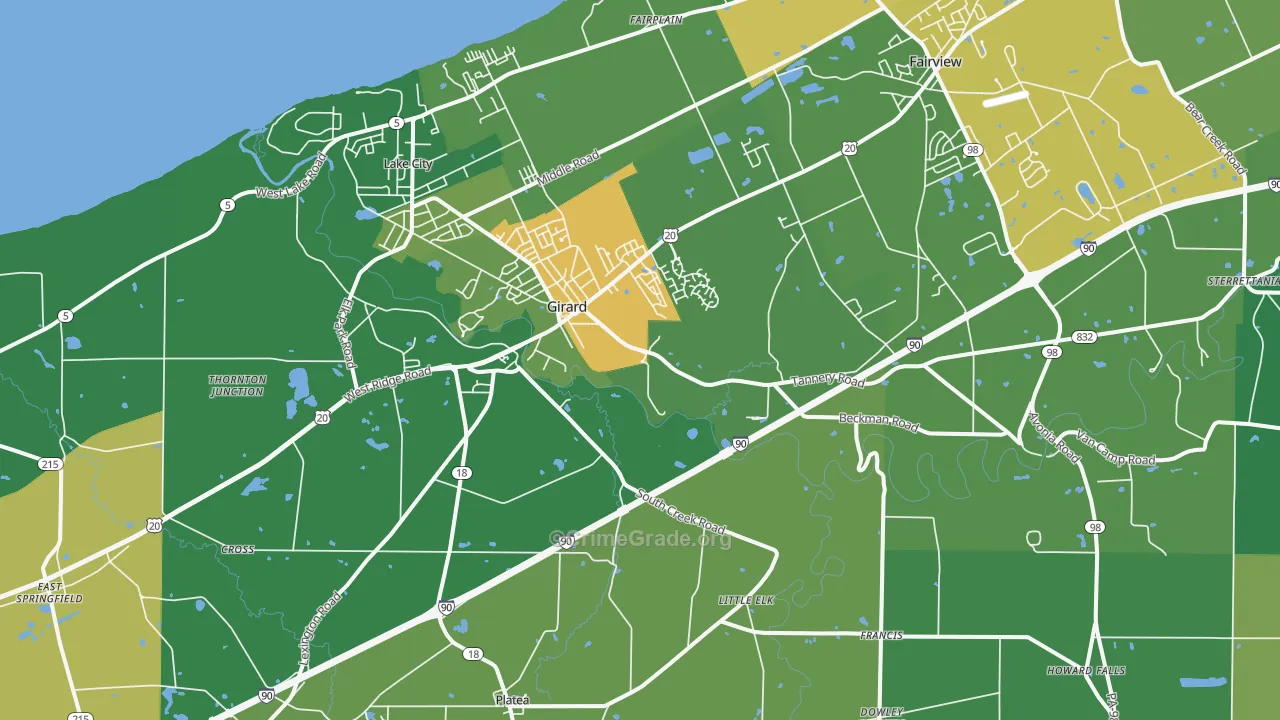 Girard, PA Map of Murder Rates