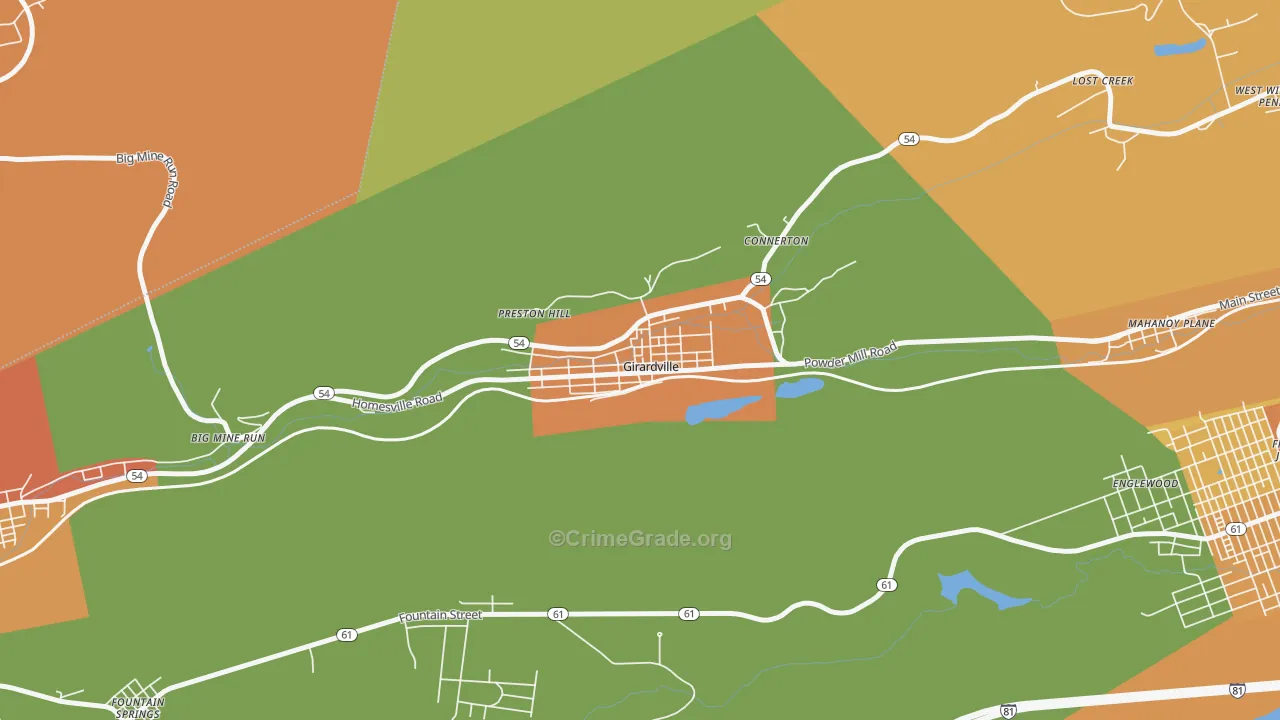 Girardville, PA Map of Murder Rates
