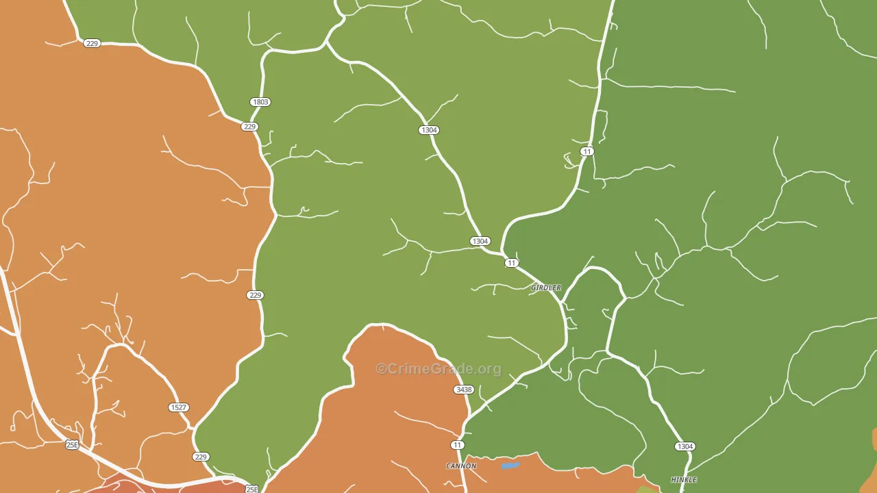 Girdler, KY Map of Murder Rates