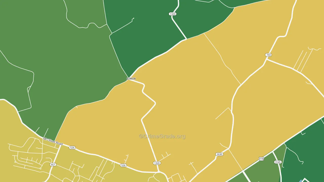 Girkin, KY Map of Murder Rates