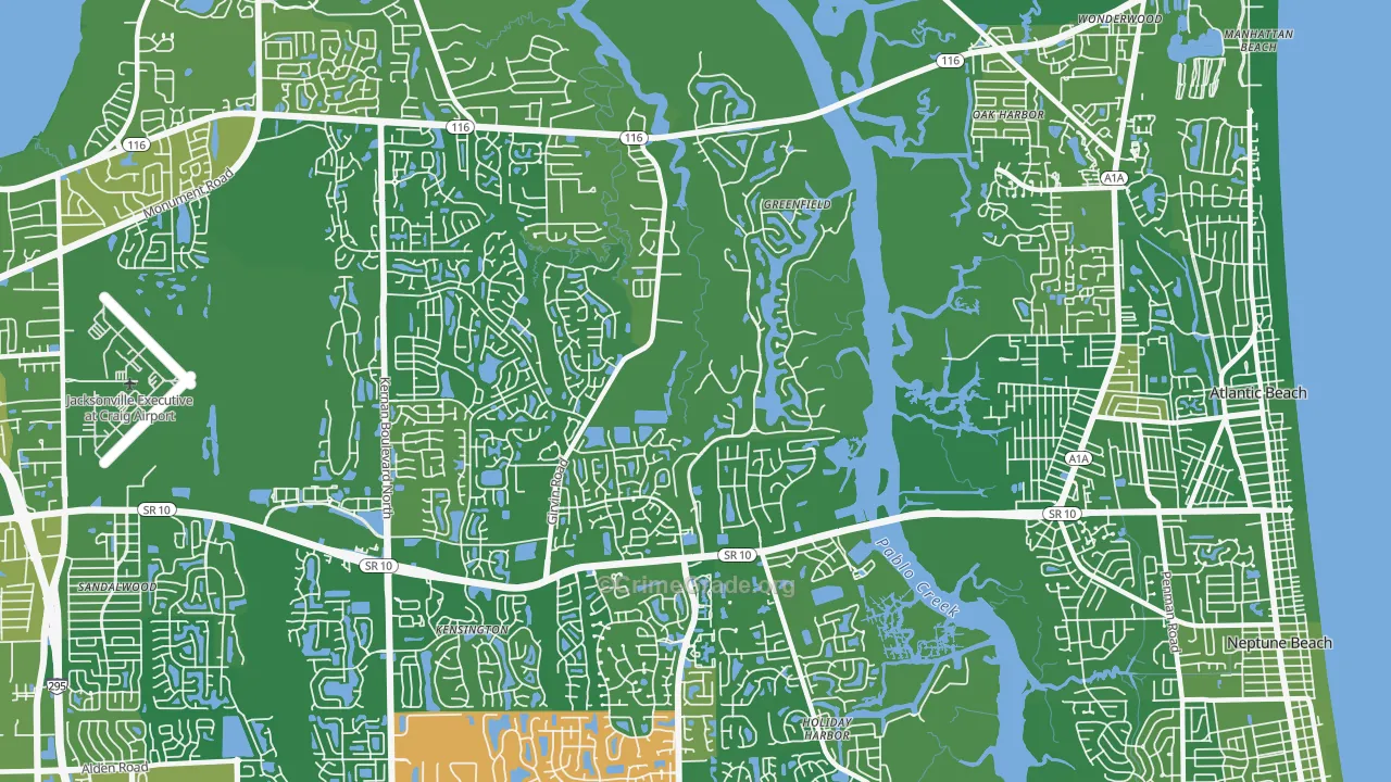 Girvin, Jacksonville, FL Map of Murder Rates