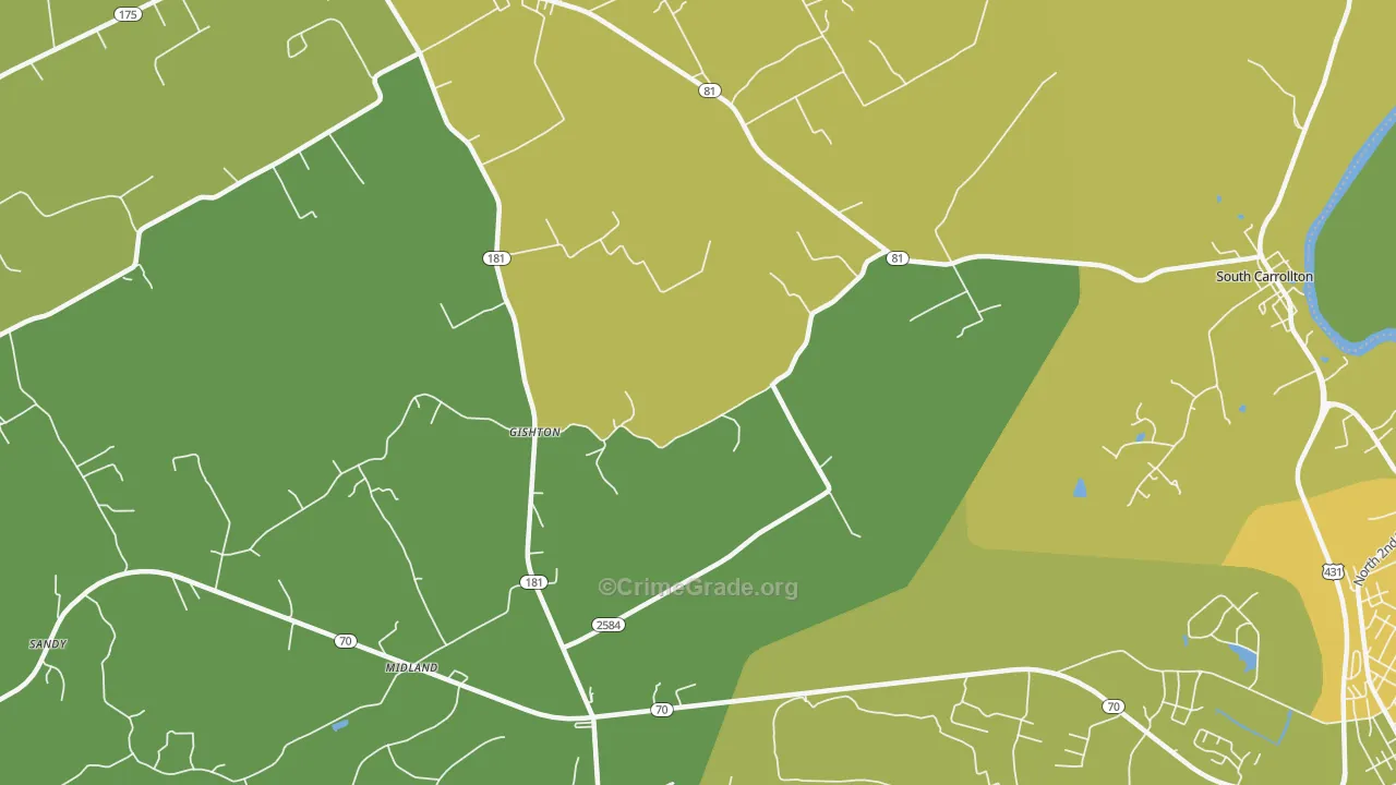 Gishton, KY Map of Murder Rates