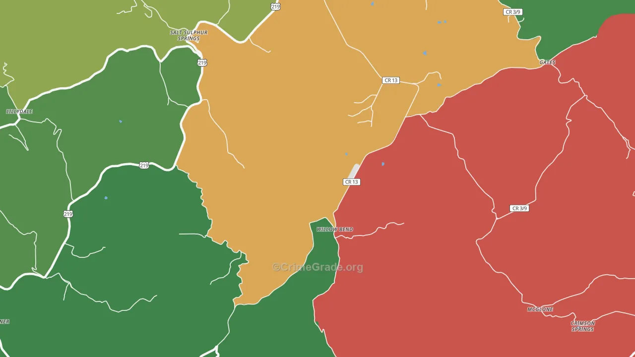 Glace, WV Map of Murder Rates