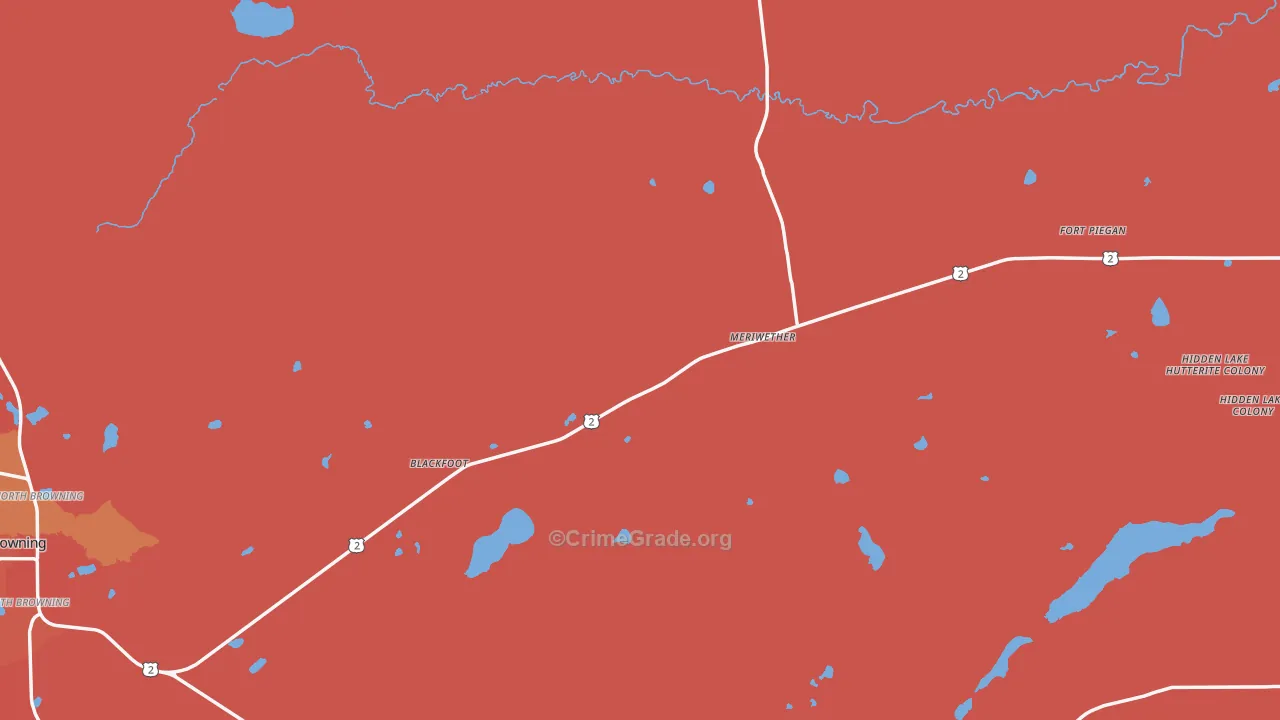 Glacier County, MT Map of Murder Rates