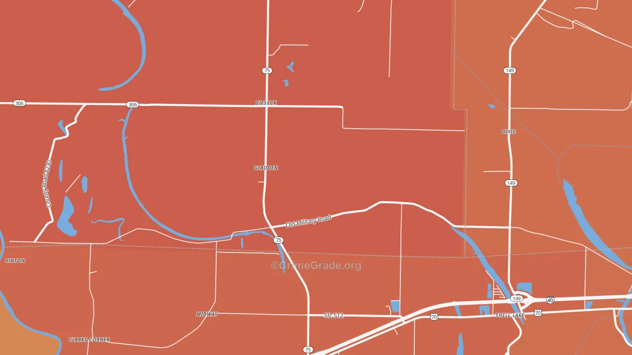 Gladden, AR Map of Murder Rates