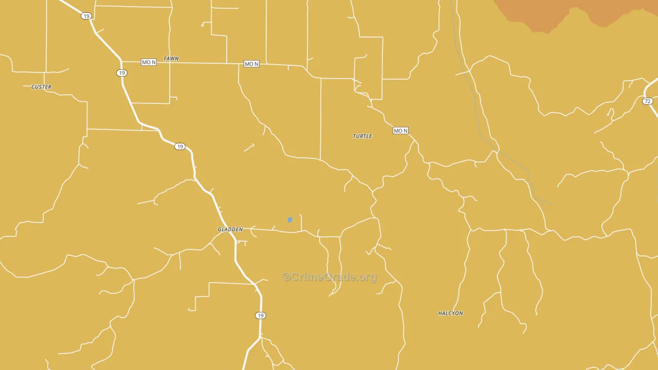 Gladden, MO Map of Murder Rates