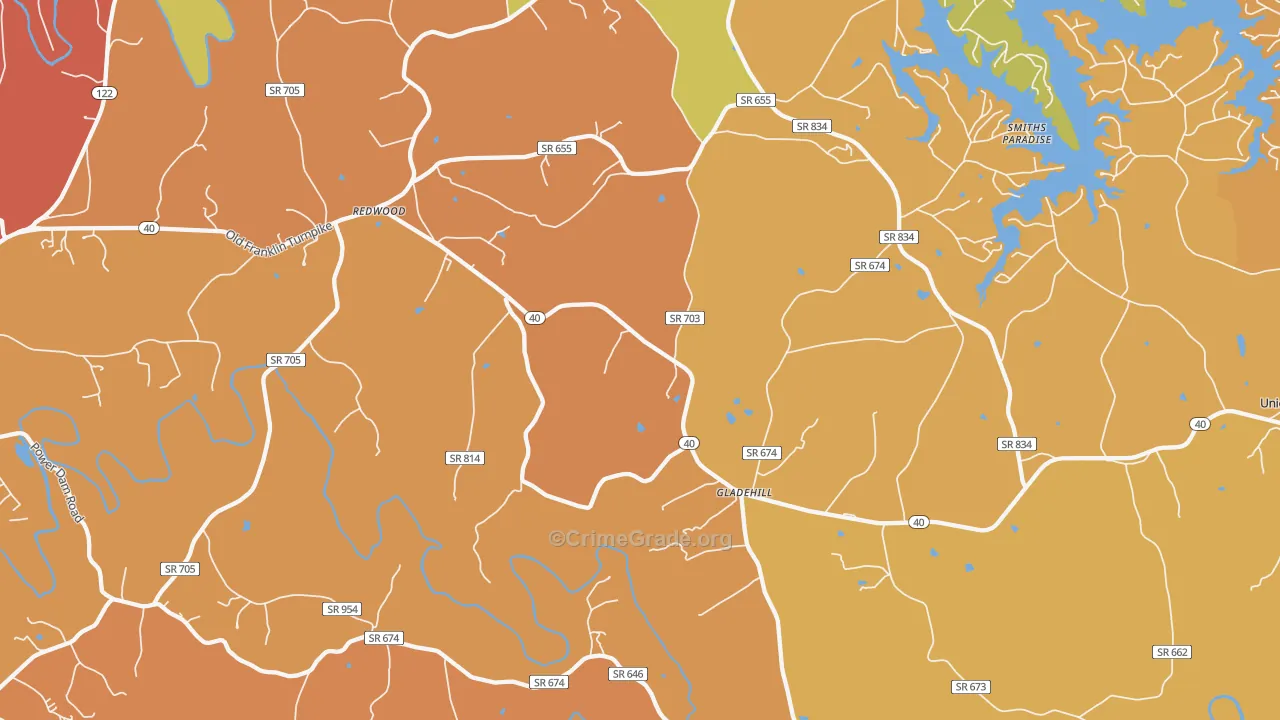 Glade Hill, VA Map of Murder Rates