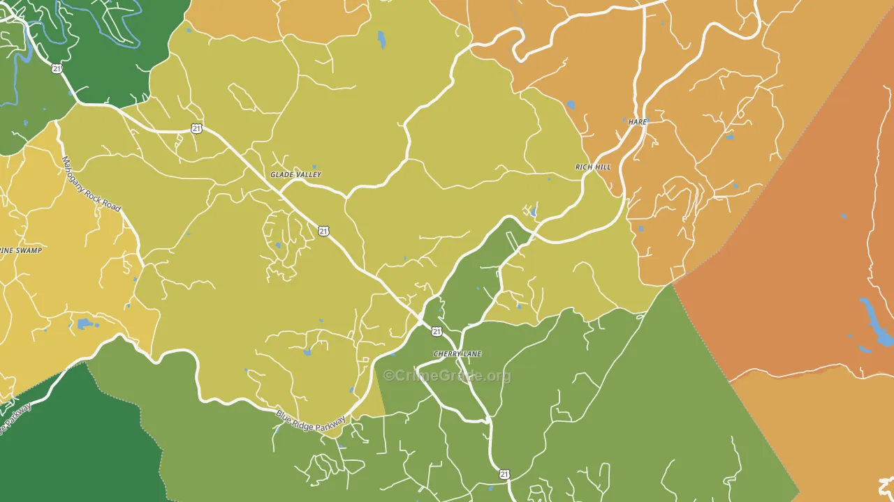 Glade Valley, NC Map of Murder Rates
