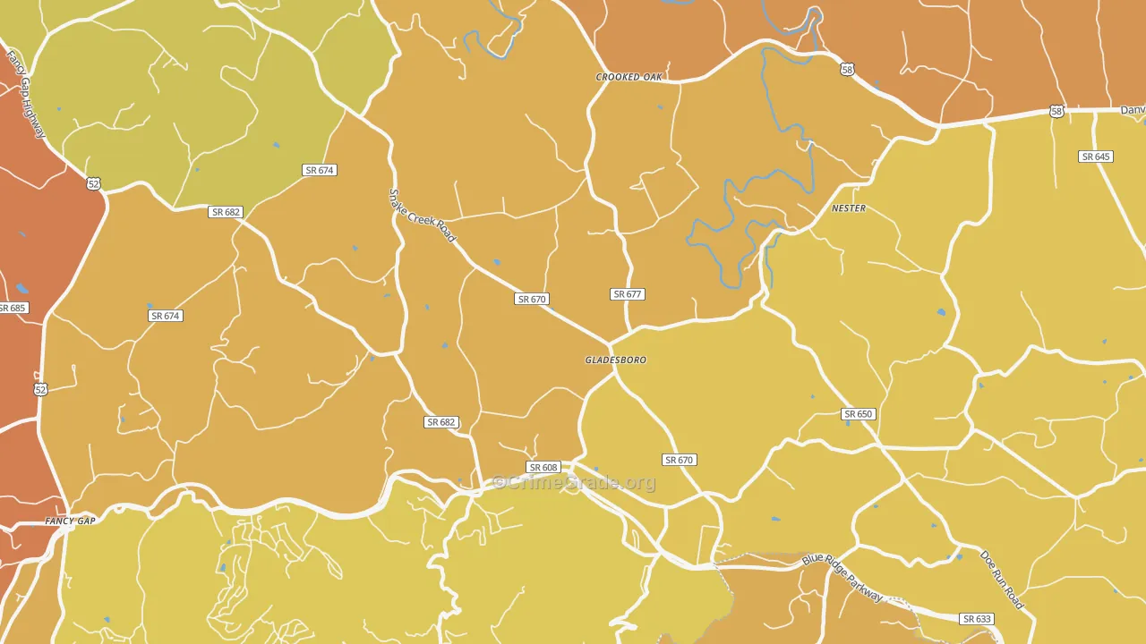 Gladesboro, VA Map of Murder Rates