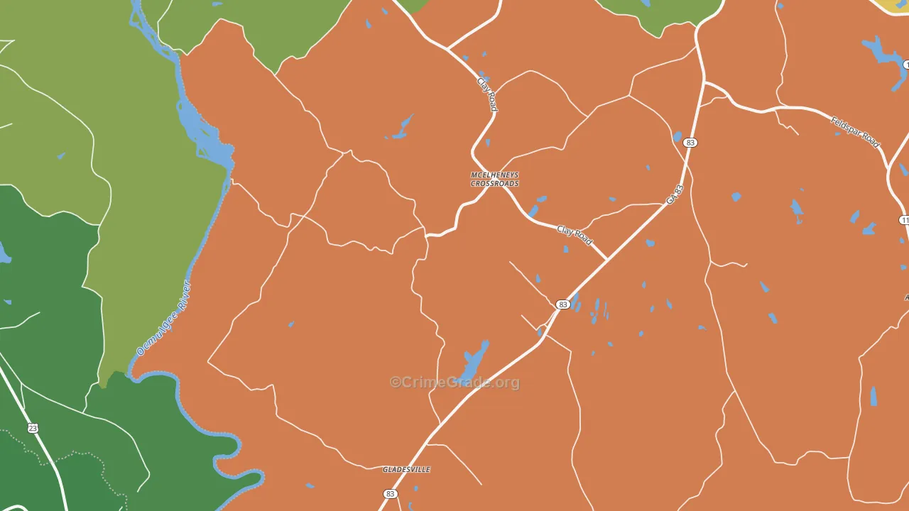 Gladesville, GA Map of Murder Rates