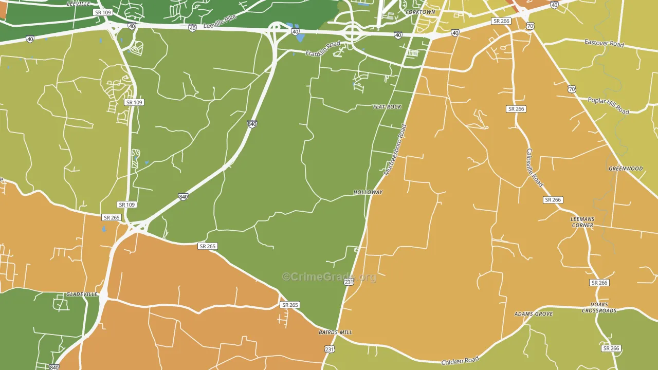 Gladeville, TN Map of Murder Rates