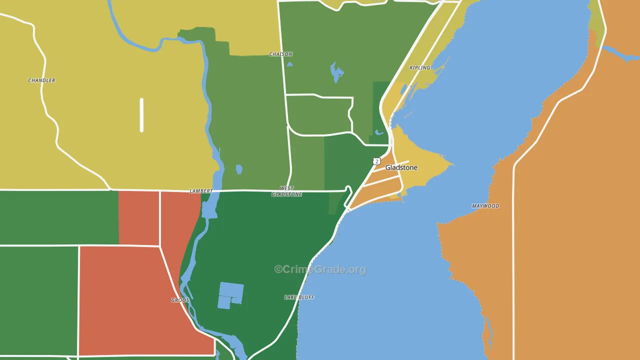 Gladstone, MI Map of Murder Rates