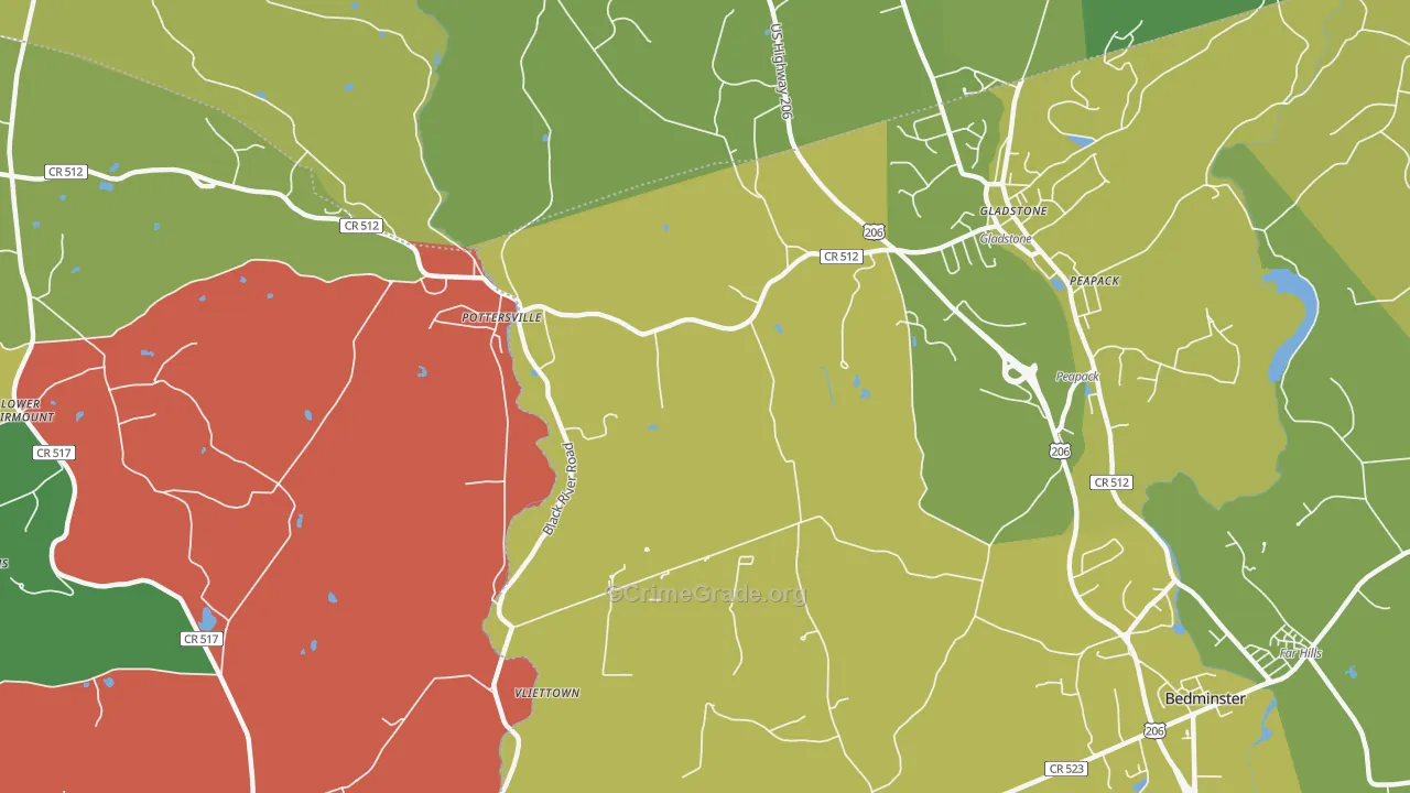 Gladstone, NJ Map of Murder Rates