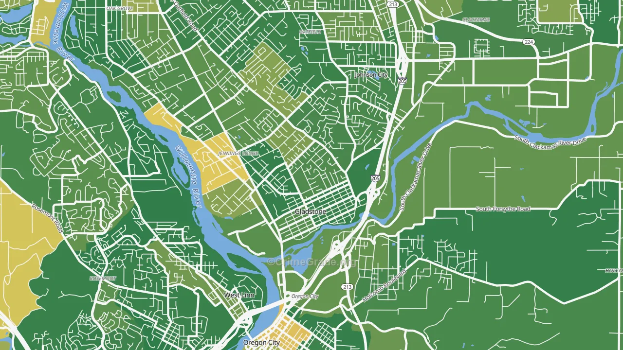 Gladstone, OR Map of Murder Rates
