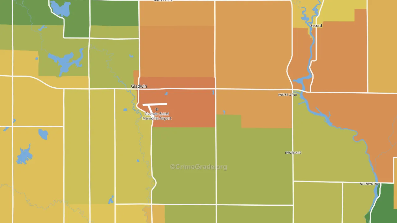 Gladwin County, MI Map of Murder Rates