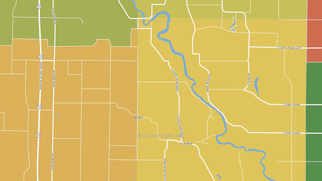 Gladwin, IA Map of Murder Rates