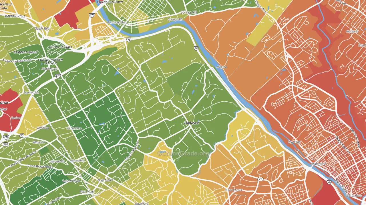 Gladwyne, PA Map of Murder Rates