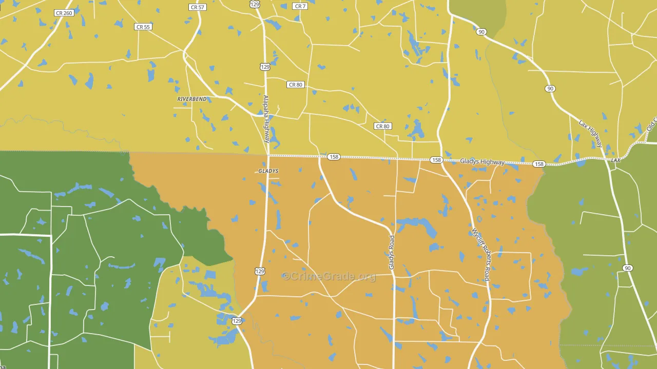 Gladys, GA Map of Murder Rates